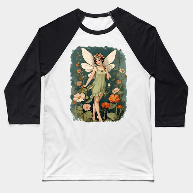 Cute 1920s Fairy Baseball T-Shirt by VivaLaRetro